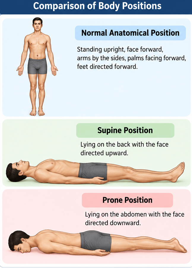 Anatomical Position vs Supine and Prone Positions